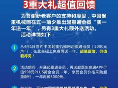 中國起重機械網(wǎng)慶五一“買一送一”三重大禮鉅惠不容錯過！