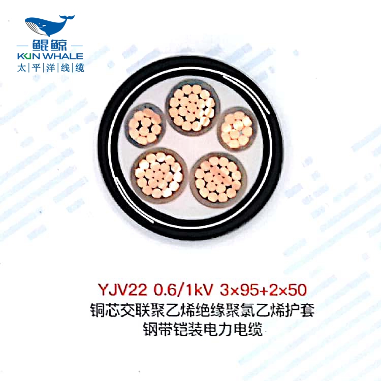 　　河南鄭州電線電纜廠家-河南太平洋線纜有限公司為您供應(yīng) yjv22 4芯國標(biāo)銅芯阻燃低壓電力用 鎧裝電纜型號齊全：  　　yjv22 3x10+1 yjv22 3x16+1 yjv22 3x25+1 yjv22 3x35+1 yjv22 3x50+1 yjv22 3x70+1 yjv22 3x95+1 yjv22 3x120+1 yjv22 3x150+1 yjv22 3x185+1 yjv22 3x240+1 yjv22 3x300+1  　　yjv22 4x10 yjv22 4x16 yjv22 4x25 yjv22 4x35 yjv22 4x50 yjv22 4x70 yjv22 4x95 yjv22 4x120 yjv22 4x150 yjv22 4x185 yjv22 4x240 yjv22 4x300  　　yjv22 鎧裝電纜現(xiàn)貨，多倉庫就近發(fā)貨，方便快捷!  　　河南太平洋線纜有限公司(www.hntpyxl.com)是河南鄭州電線電纜廠家，自有工廠，占地面積70000㎡，擁有先進(jìn)生產(chǎn)設(shè)備、檢測設(shè)備及專業(yè)的技術(shù)團(tuán)隊(duì)，公司集電線電纜研發(fā)、生產(chǎn)、銷售、批發(fā)為一體，已形成產(chǎn)品系列有：阻燃電纜系列、耐火電纜系列、低煙無鹵電纜系列、礦物質(zhì)防火電纜系列等。電線電纜型號規(guī)格達(dá)1000多種，包含：鎧裝電纜，低壓電纜，低煙無鹵電纜，yjv22鎧裝電纜，yjlv22鎧裝電纜，低壓電力電纜，控制電纜，低煙無鹵阻燃耐火電纜，wdznyjy電纜，yjv低壓電纜，yjlv低壓電纜，yjv22低壓電纜，yjlv22低壓電纜，耐火低壓電纜，阻燃低壓電纜等等。大量低壓電纜鎧裝電纜低煙無鹵電纜現(xiàn)貨，歡迎新老客戶詢價(jià)采購!  　　1，電纜加上鎧裝層的目的除了增強(qiáng)抗拉強(qiáng)度、抗壓強(qiáng)度等機(jī)械保護(hù)伸長使用壽命外，還可以通過屏蔽保護(hù)提高電纜抗干擾性能。  　　2，常用的鎧裝材料有鋼帶、鋼絲、鋁帶、鋁管等，其中鋼帶、鋼絲鎧裝層具有高導(dǎo)磁率，有很好的磁屏蔽效果，可以用于抗低頻干擾，3，鎧裝電纜機(jī)械保護(hù)層可以加到任何結(jié)構(gòu)的電纜上，以增加電纜的機(jī)械強(qiáng)度，提高防侵蝕能力，是為易受機(jī)械破壞及極易受侵蝕的地區(qū)而設(shè)計(jì)的電線電纜  　　  鎧裝電纜的作用，鎧裝電纜都用在什么地方?  　　4，鎧裝的有一定的抗外力性能，還可以提防老鼠撕咬，不至于透過鎧裝造成電力傳輸問題，鎧裝的彎曲半徑要大，鎧裝層可以接地，保護(hù)電纜。  　　5，電纜加上鎧裝層的目的除了以上，還可以增強(qiáng)抗拉強(qiáng)度、抗壓強(qiáng)度等機(jī)械保護(hù)延長使用壽命。  　　6，鎧裝電纜一般是固定敷設(shè)電力電纜，通俗來說就是固定在一個(gè)地方而基本不移動，動力線傳輸電能。  　　7，適合地下直埋，可使鎧裝電纜直埋敷設(shè)而免于穿管且價(jià)廉物美在實(shí)際運(yùn)用較多，很適用于巖石地區(qū)的直埋敷設(shè)。  　　8，鎧裝電纜適用于公路，馬路邊，居住區(qū)周圍，停車場，步行街等受壓大的地方等。
